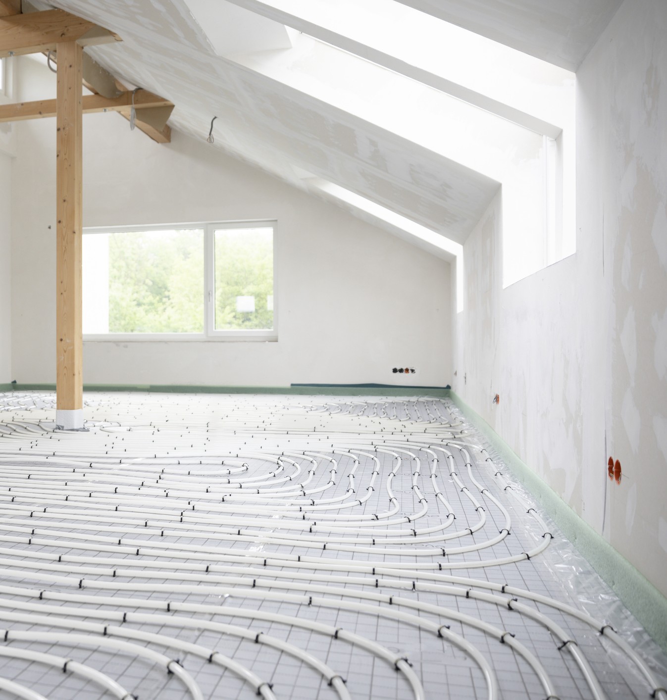 Loft where Radiant Panel heating has just been installed